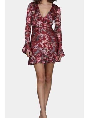 NWT For Love And Lemons Gracie Mini Dress in Berry